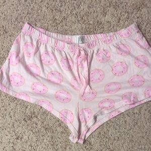 Women's Pink Donut Print Pajama Shorts
